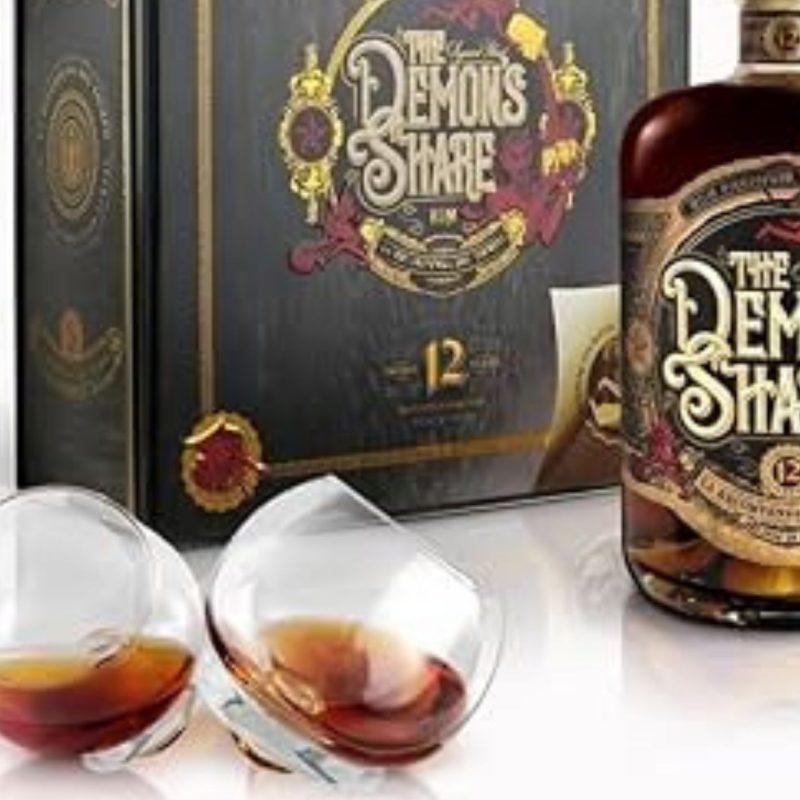 COFFRET DEMON SHARE RHUM 12 ANS + 2 VERRES 70CL 41°