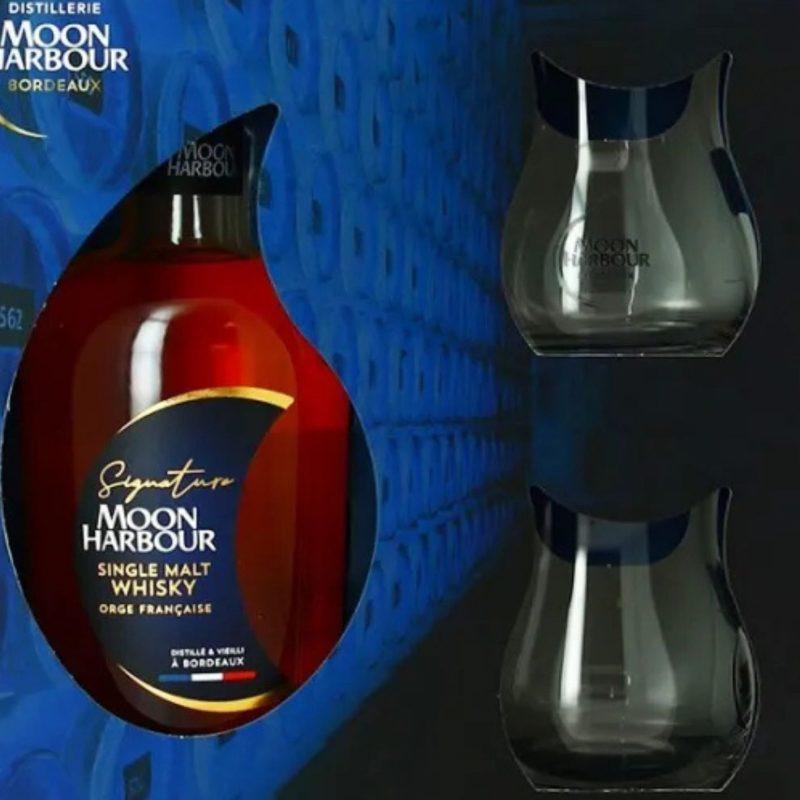 COFFRET SIGNATURE MOON HARBOUR 70CL 40° +2 VERRES
